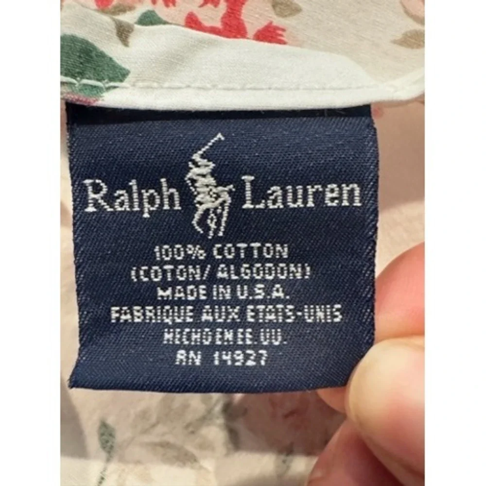 Vtg Ralph Lauren Custom Floral Rose Curtains Drapes Petticoat Floral 100% Cotton
